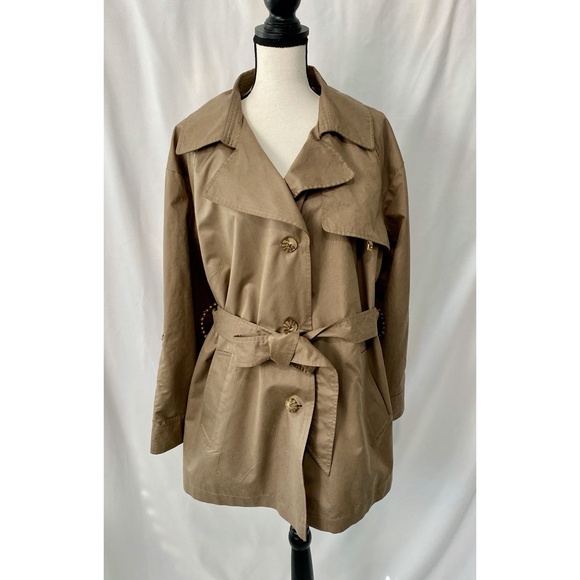Ellen Tracy Lined and Belted Beige Over Coat/Trench - Picture 1 of 12